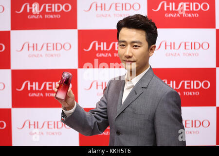 November 28, 2017 - Shenyang, Shenyang, China - Shenyang, CHINA-28th November 2017:(EDITORIAL USE ONLY. CHINA OUT) ..Chinese actor Huang Xuan attends a promotional event of Shiseido in Shenyang, northeast China's Liaoning Province, November 28th, 2017. (Credit Image: © SIPA Asia via ZUMA Wire) Stock Photo