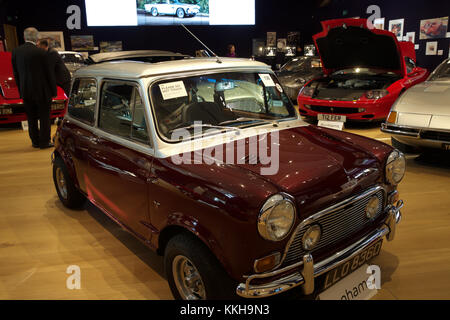 London, UK,1st December 2017, Top Celebrity cars on display at Bonhams in London. Cars include: the ex-Ringo Starr 1966 Austin Mini Cooper S (£90,000-120,000). Credit: Keith Larby/Alamy Live News Stock Photo