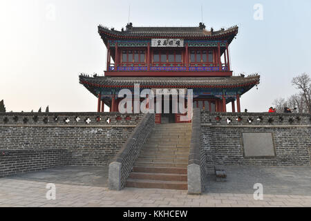 Qinhuangda, Qinhuangda, China. 30th Nov, 2017. Qinhuangdao, CHINA-November 2017:(EDITORIAL USE ONLY. CHINA OUT) .Laolongtou Great Wall, located at Shanhaiguan Scenic Area in Qinhuangdao, north China's Hebei Province, is also known as Old Dragon's Head Great Wall. Laolongtou is where the Great Wall of China meets the sea and was once considered as where the Great Wall of China starts. Laolongtou means Old Dragon'ss Head, so named because the Great Wall here resembles a dragon drinking water from the sea. Laolongtou is the only section of the great wall that extends into the sea. (Credit I Stock Photo