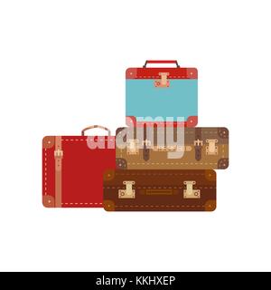 Retro travel luggage icon collection Stock Vector