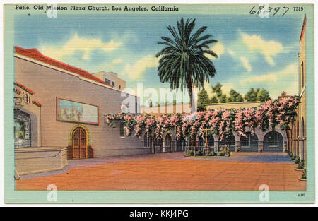 Patio, Old Mission Plaza Church, Los Angeles, California (68397) Stock Photo