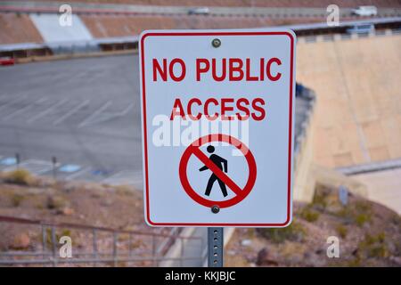 No public access sign in capitalized letters in a red font on a white background. Stock Photo
