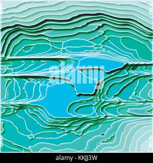 emerald green and blue 3D paper cut pattern with curved lines and shadows, vector illustration Stock Vector