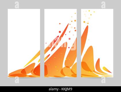 Set abstraction orange flow on white background, trifold banner Stock Vector