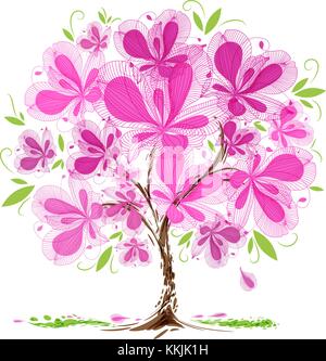 Blooming tree design on white background Stock Vector