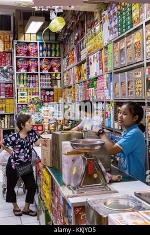Bangkok, Thailand.  Store Selling Assorted Food Items in the Chinese Food Market, Chinatown. Stock Photo