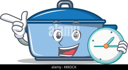 With clock kitchen character cartoon style Stock Vector