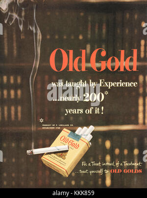 1948 U.S. Magazine Old Gold Cigarette Advert Stock Photo