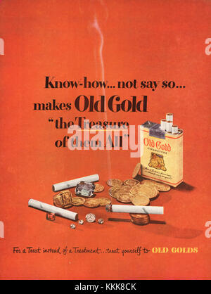 1948 U.S. Magazine Old Gold Cigarette Advert Stock Photo