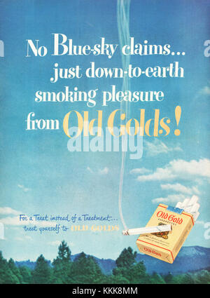 1948 U.S. Magazine Old Gold Cigarette Advert Stock Photo