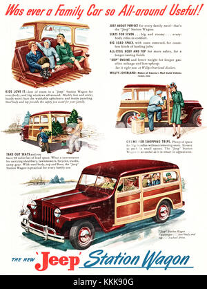 1947 U.S. Magazine Jeep Station wagon Advert Stock Photo