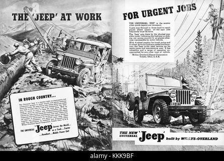 1947 U.S. Magazine Jeep Advert Stock Photo