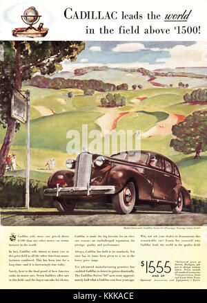 1937 U.S. Magazine Cadillac Advert Stock Photo