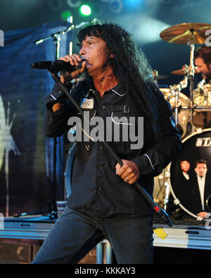 POMPANO BEACH, FL - SEPTEMBER 26:  Joey Belladonna of Anthrax performs at The Pompano Beach Amphitheater on September 26, 2015 in Pompano Beach Florida  People:  Joey Belladonna Stock Photo