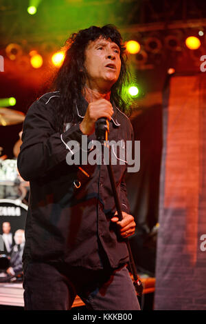 POMPANO BEACH, FL - SEPTEMBER 26:  Joey Belladonna of Anthrax performs at The Pompano Beach Amphitheater on September 26, 2015 in Pompano Beach Florida  People:  Joey Belladonna Stock Photo