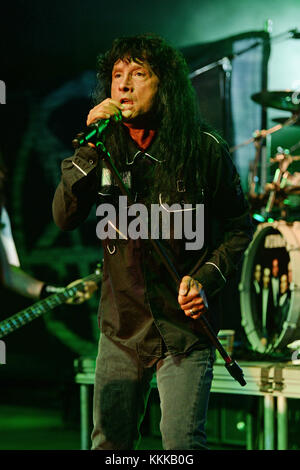 POMPANO BEACH, FL - SEPTEMBER 26:  Joey Belladonna of Anthrax performs at The Pompano Beach Amphitheater on September 26, 2015 in Pompano Beach Florida  People:  Joey Belladonna Stock Photo