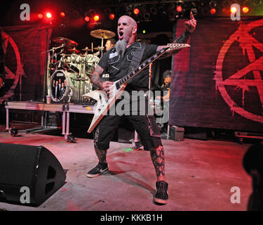 POMPANO BEACH, FL - SEPTEMBER 26:  Scott Ian of Anthrax performs at The Pompano Beach Amphitheater on September 26, 2015 in Pompano Beach Florida  People:  Scott Ian Stock Photo