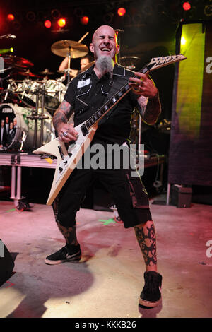 POMPANO BEACH, FL - SEPTEMBER 26:  Scott Ian of Anthrax performs at The Pompano Beach Amphitheater on September 26, 2015 in Pompano Beach Florida  People:  Scott Ian Stock Photo