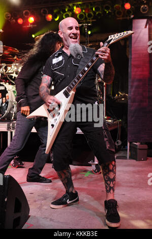 POMPANO BEACH, FL - SEPTEMBER 26:  Scott Ian of Anthrax performs at The Pompano Beach Amphitheater on September 26, 2015 in Pompano Beach Florida  People:  Scott Ian Stock Photo