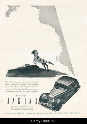 1938 UK Magazine Jaguar Car Advert Stock Photo