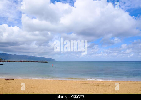 SUP Haleiwa Bay Oahu Hawaii Stock Photo