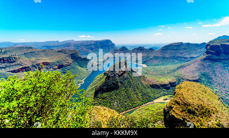 View of the Blyde River Dam and Blyde River Canyon from the Three Rondavels viewpoint on the Panorama Route in Mpumalanga Province of South Africa Stock Photo