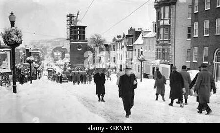A photograph from 1947 showing snow covering Zion Square in Jerusalem ...