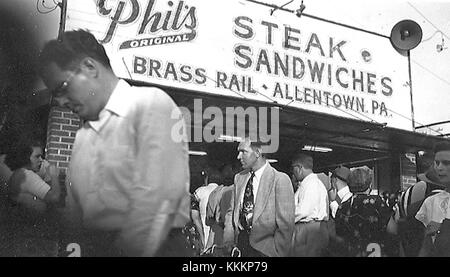 USA New York 1967. Street view with people in front of the restaurant The Brass  Rail. Kodachrome slide original. Credit Roland Palm ref 6-10-17 Stock Photo  - Alamy