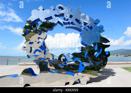 Citizens Gateway to the Great Barrier Reef is a public artwork by indigenous artist Brian Robinson, Cairns Esplandade, Far North Queensland, FNQ, QLD, Stock Photo