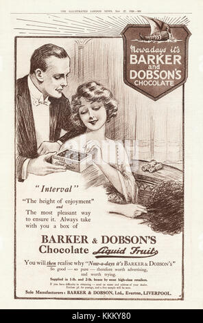 1920 UK Magazine Barker Dobson s Chocolate Liquid Fruits Advert