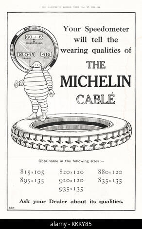 1920 UK Magazine Michelin Tyres Advert Stock Photo