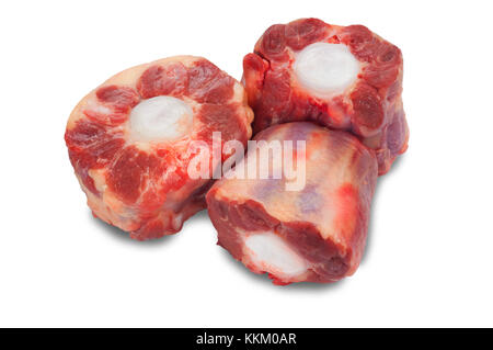 Studio shot of raw oxtail isolated on a white background - John Gollop Stock Photo