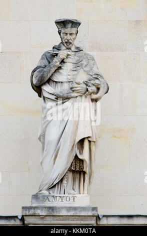 Paris, France. Palais du Louvre. Statue in the Cour Napoleon: Jacques Amyot (1513 – 1593) French Renaissance writer and translator, Stock Photo