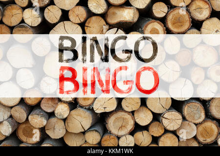 Conceptual announcement text caption inspiration showing Bingo Business concept for Lettering Gambling to Win Price Success written on wooden backgrou Stock Photo