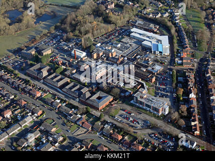 aerial view of Leigh Infirmary, NHS Hospital, Lancashire, UK Stock Photo