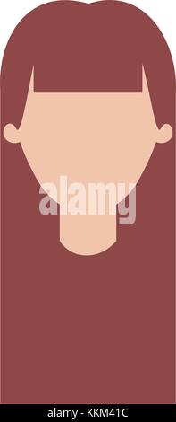 faceless woman with long straight hair in colorful silhouette Stock Vector
