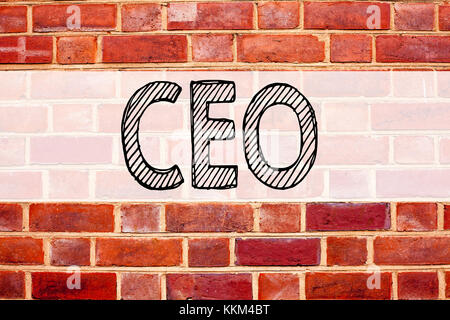 Conceptual announcement text caption inspiration showing CEO. Business concept for Operating Leader Business Executive President written on old brick  Stock Photo