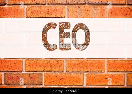 Conceptual announcement text caption inspiration showing CEO. Business concept for Operating Leader Business Executive President written on old brick  Stock Photo