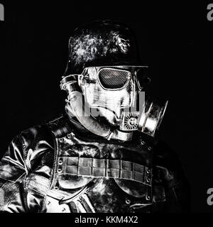 Futuristic nazi soldier studio shot Stock Photo