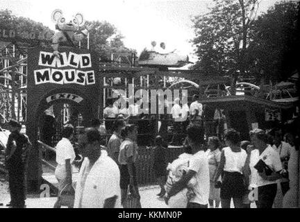 The Cedar Point Wild Mouse ride, a famous amusement park attraction, was one of the earliest roller coasters of its kind, introduced in the 1950s. It became a popular part of the park's legacy. Stock Photo