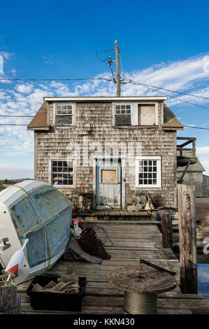 Rustic fishermans shack, Menemsha, Chilmark, Martha's Vineyard, Massachusetts, USA. Stock Photo