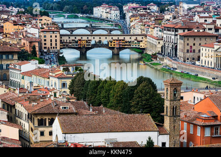 City view and the River Arno, Florence, Italy. Stock Photo