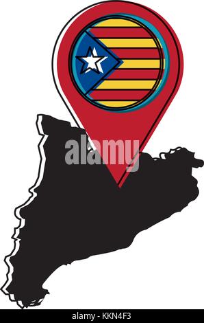map of independent catalonia nationalist pin flag socialist movement landmark Stock Vector