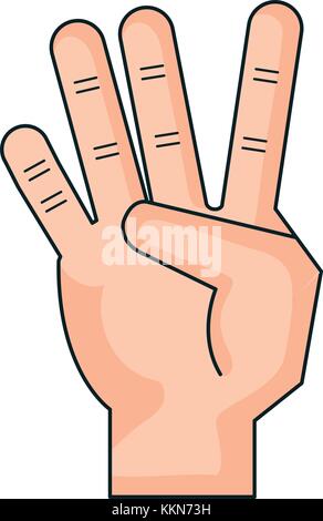 hand counting four on fingers Stock Vector