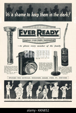 1938 UK Magazine Ever Ready Torches Advert Stock Photo