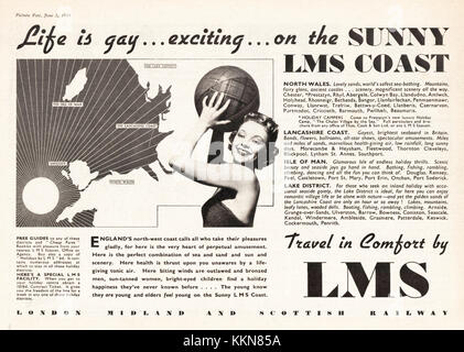 1939 UK Magazine LMS Railway Advert Stock Photo