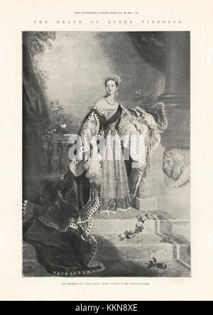 1901 Illustrated London News Queen Victoria in her Coronation robes, 1838 Stock Photo