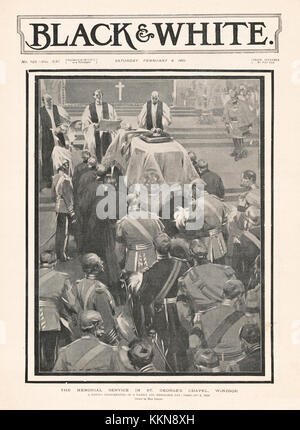 1901 Black & White Queen Victoria's Funeral  at St George's Chapel, Windsor Stock Photo