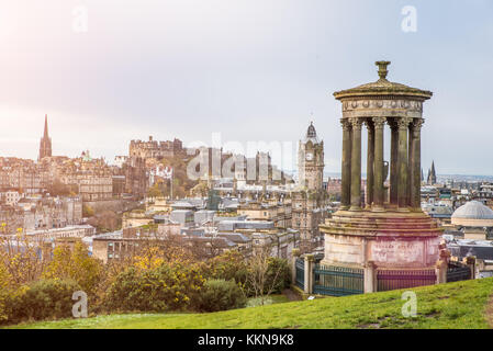 Dugald Stewart Monument in Edinburgh, view form carlton hill. Stock Photo