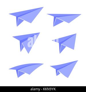 Blue Paper Plane Set Stock Vector